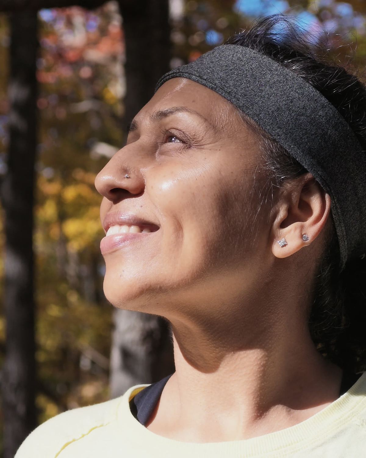 Sneh Lata in profile, facing the sun